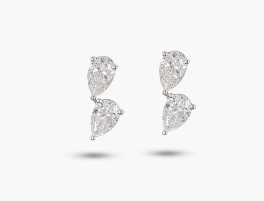 Double Pear Diamond Earrings in White Gold