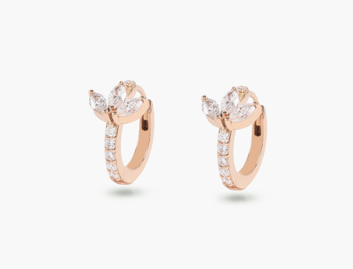 Petit Blossom Hoop Diamond Earrings