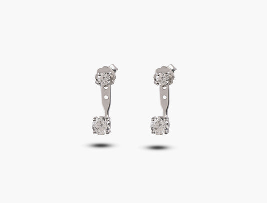 Duo Round Diamond Drop Earrings