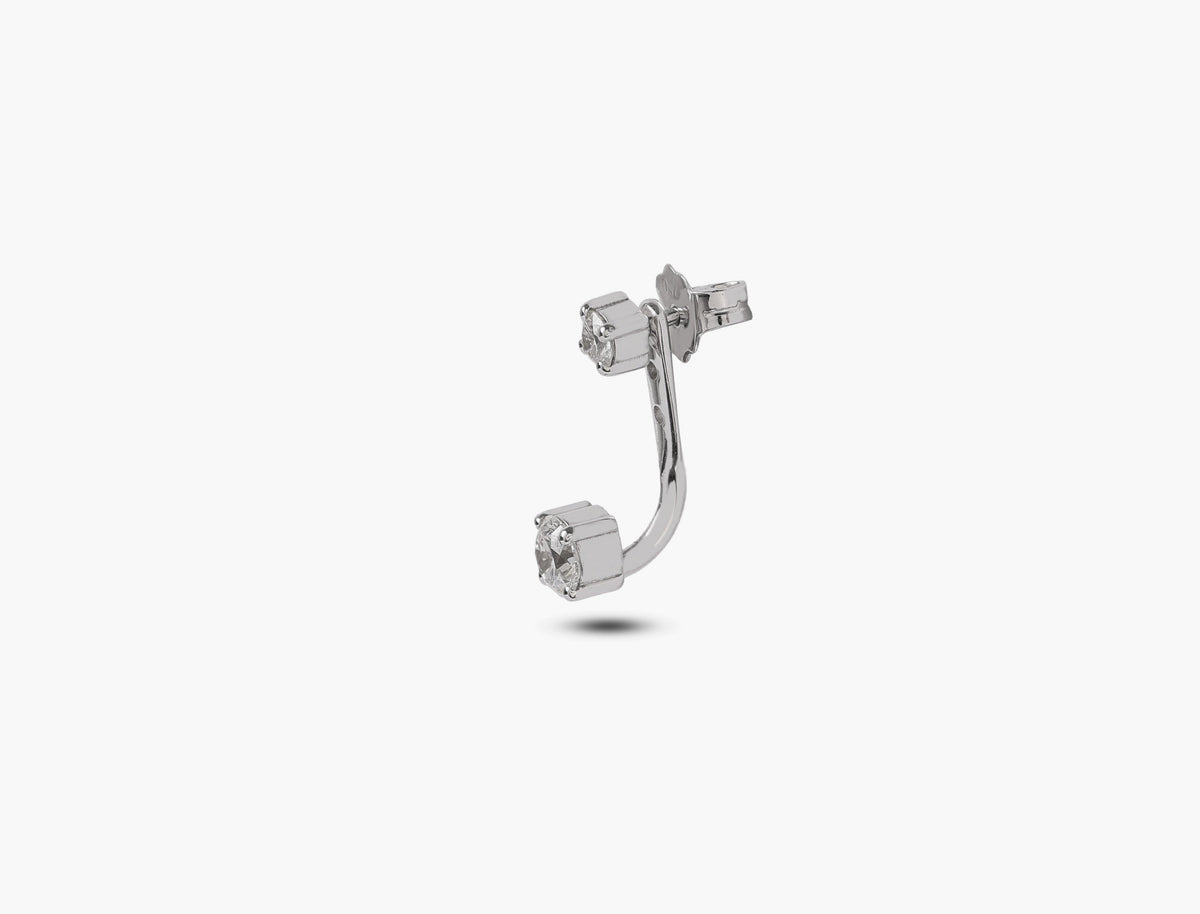 Duo Round Diamond Drop Earrings