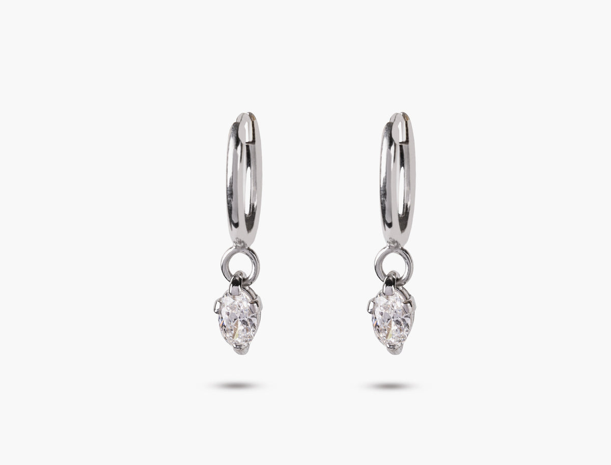 Dew Drop Oval Diamond Earrings