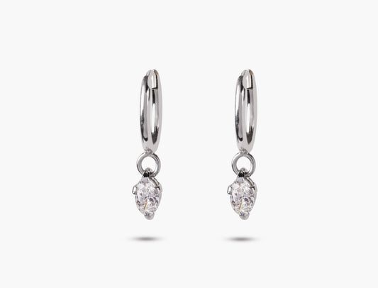 Dew Drop Oval Diamond Earrings