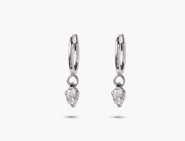 Dew Drop Oval Diamond Earrings