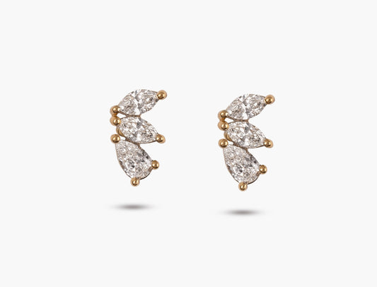 Petal Pear & Marquise Diamond Earrings