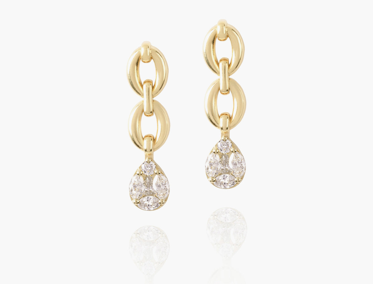 Chain Diamond Drop Earrings