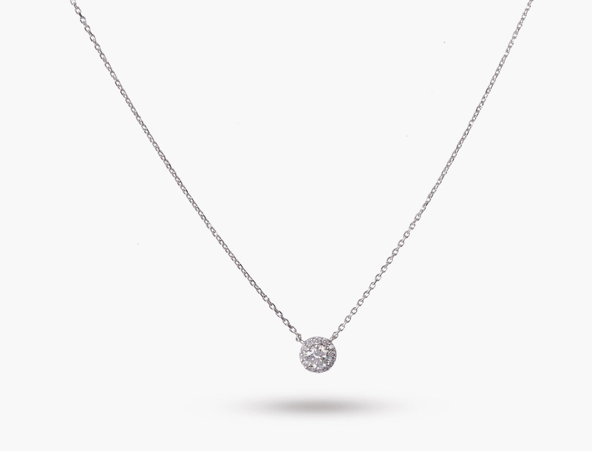Halo Diamond Pendant Necklace