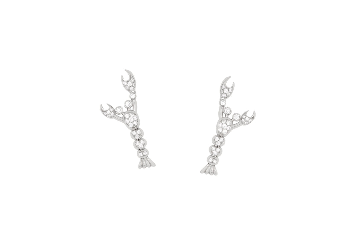 Le Homard Diamond Earrings in 18k White Gold