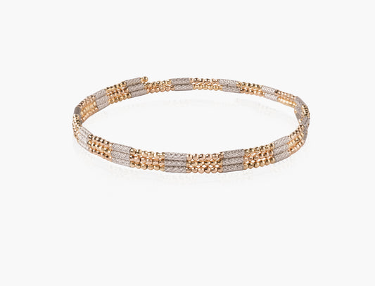 Magnetic Beaded Two-Tone Convertible in 18k yellow and white gold